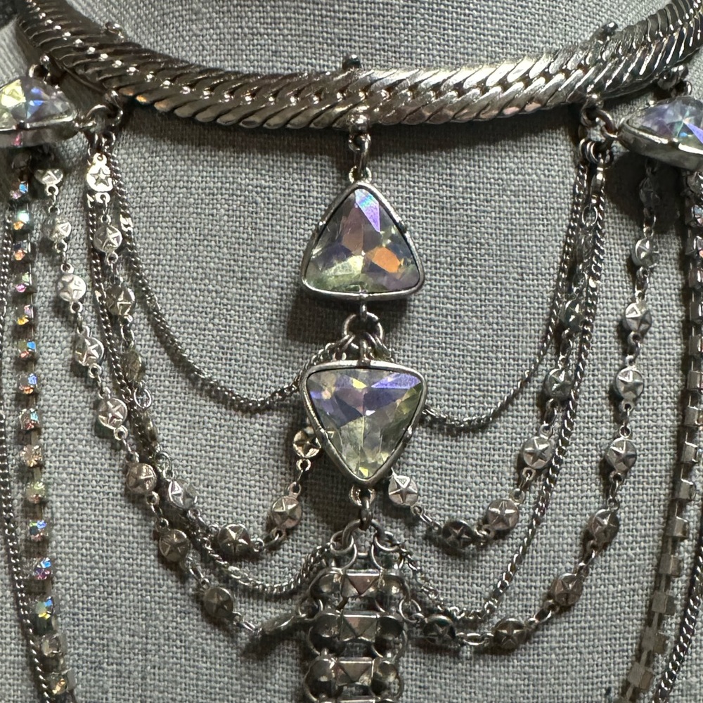 Unique Rhinestone Layered Necklace - Picture 2 of 4